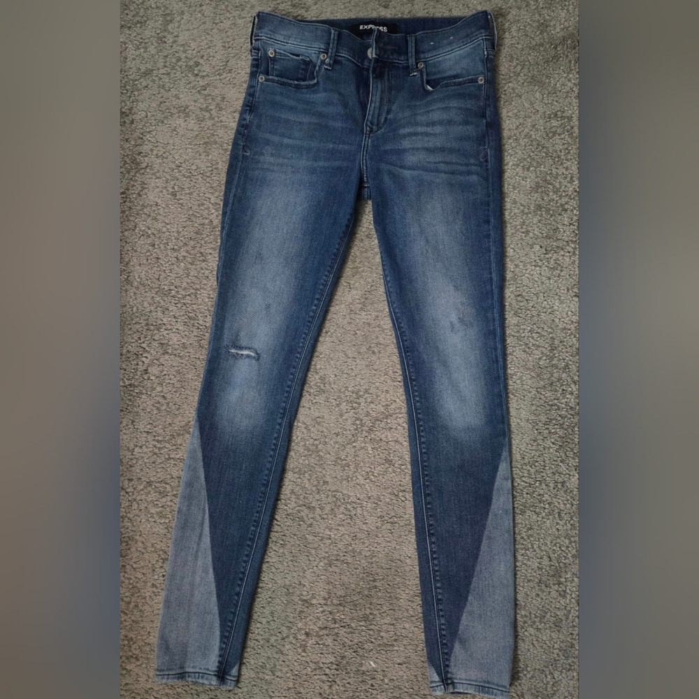 Express Stretch Performance Mid Rise Two Tone Leg… - image 1